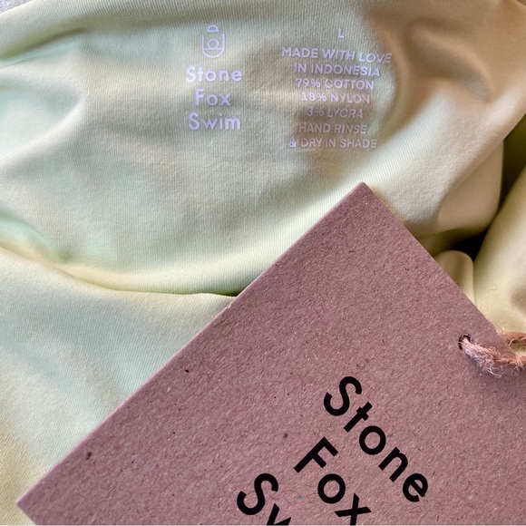 NWT Stone Fox Swim Lime Green Terry Strapless One piece Monokini swimsuit, large - Picture 5 of 5